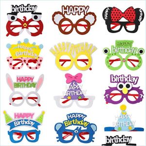 Autres fournitures de fête de fête Dessin animé Fête d'anniversaire Lunettes Po Props 12 Styles Lunettes mignonnes drôles Pos Stand Fournitures Drop Livraison Dhtdb