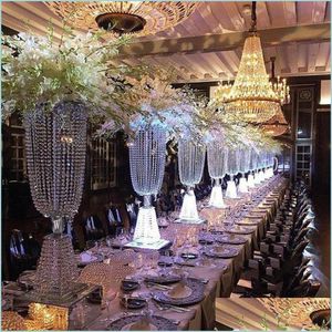 Andere feestelijke feestbenodigdheden Centerpieces Tafeldecoratie Rekwisieten Tall Upscale Crystal Bead Curtain geciteerd Candlestick Welco Dhxqa