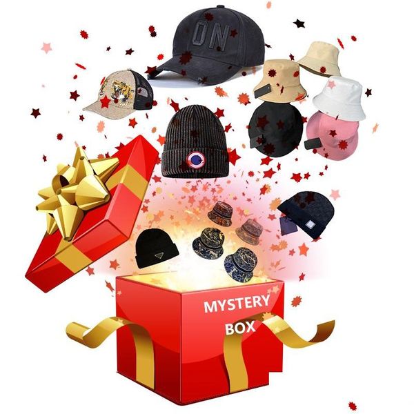 Autres fournitures de fête de fête de Noël Boîte aveugle chanceuse mystère mystérieux cadeau aléatoire Obtenez un designer Baseball Caps ou Beanie Buck Dhjvk