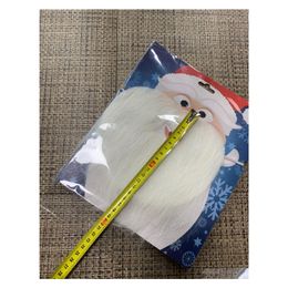 Otros suministros festivos para fiestas Navidad Santa Blanco Barba falsa Claus Bigotes Bigotes Unisex Vestido de lujo Navidad Cosplay Etapa Perfor Dhpce