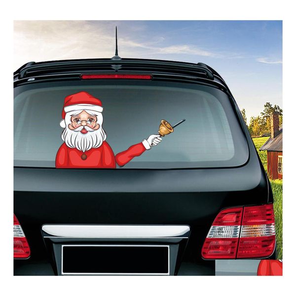 Autres fournitures de fête de fête Autocollants de voiture de série de Noël Magic Waving Santa Claus Elk Autocollant de pare-brise de Noël Arrière Windsn Essuie-glace Dhtjg