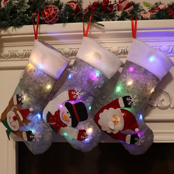 Autres fournitures de fête festives Chaussettes de Noël Sac cadeau Gris Eve Pendentif d'arbre de bonbons décoratif 231118