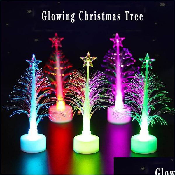 Autres fournitures de fête festive Creative LED Arbre de Noël Romantique Colorf Fibre Optique Clignotant Night Light Drop Livraison 2021 Bdebag Dhlqg