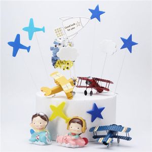 Andere feestelijke feestbenodigdheden Leuke vliegtuigcake topper cartoon helikopter bakkendecor voor gelukkige verjaardag dessert ornamenten baby showeroth