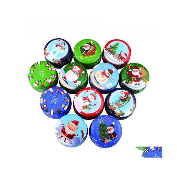 Autres fournitures de fête de fête mignonnes de Noël de Noël Box de Noël Noël Santa Snowman Elk Imprimer Candy Tea Candle aromathérapie Jar Colorf GIF DH4NZ