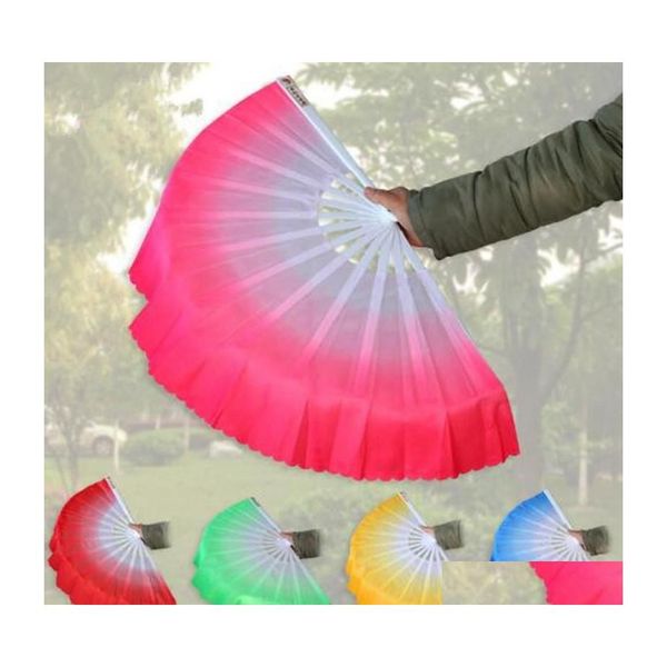 Autres fournitures de fête de fête Fans de danse Mode dégradé couleur chinois véritable voile de soie ventilateur Kungfu danse du ventre pour cadeau de mariage Fa Dh2UF