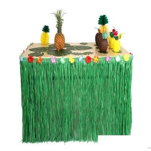 Autres fournitures de fête festives Décoration Table Jupe Tropical St DIY Fleurs hawaïennes et plantes Plage Fleur Mariage Décor Drop de Ot2Ur