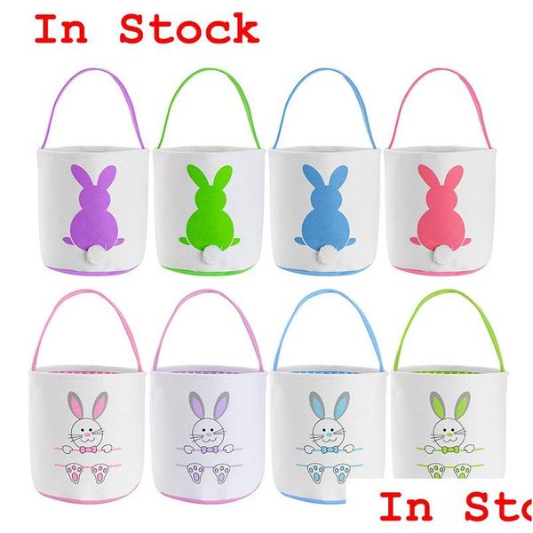 Autres fournitures de fête de fête Pasket Pâques en gros en gros mignon lapin Bucket Creative Candy Gift Sac Casters Oeufs sacs fourre-tout avec Rabb Dhzbb