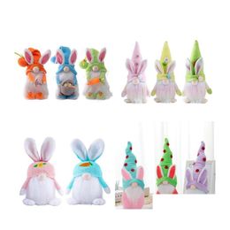 Andere feestelijke feestbenodigdheden Pasen Pasen gezichtsloze kabit rabbit pop handgemaakte herbruikbare huizendecoratie Spring Bunny ornamenten kinderen geschenken dhhyz