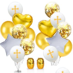 Andere feestelijke feestvoorraden Paas god zegene kruislatex ballonnen hartster aluminium ballon doop gevorkte heilige communie chris dh0se