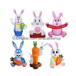 Autres fournitures de fête festive Lapin gonflables de Pâques avec lumières LED Événement de printemps Décorations d'explosion de jardin en plein air Drop Delivery Dhtea