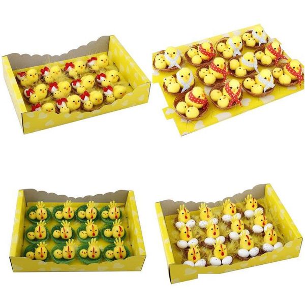 Autres fournitures de fête festives Mini poussins de Pâques Set Colorf Décoration Jouet Taille appropriée pour les œufs Faveurs et cadeaux Enfants Drop de Dhrp3