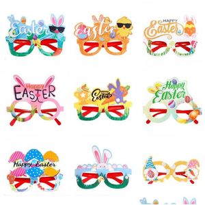 Autres fournitures de fête festives Lunettes de fête de Pâques Cadre Chick Egg Bunny Happy Po Props Booth Verre Enfants et Adts Spring Drop Deliver Dhvjf