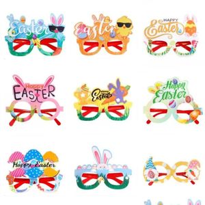 Autres fournitures de fête festives Lunettes de fête de Pâques Cadre Poussin Oeuf Lapin Happy Po Props Booth Verre Enfants et Adts Spring Event Décor Otooa