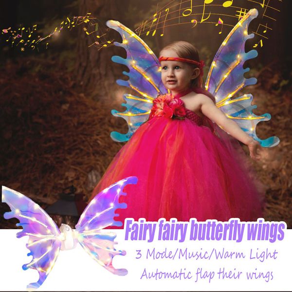 Autres fournitures de fête festive Elf Halloween Fairy Wings pour fille électrique papillon brillant enfants anniversaire animal de compagnie et Noël habiller 230907