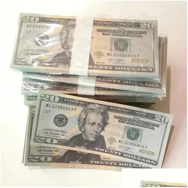 Autres fournitures de fête festives Fake Money Movie Prop Banknote 10 20 50 100 200 US Dollar Euros Livre Billets de banque anglais Real Homefavor Dhguc
