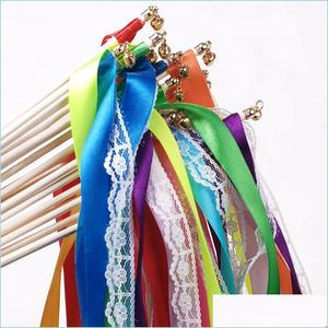 Andere feestelijke feestbenodigdheden mode houten sticks angelwands kanten lint fee met klokken confetti party decoratie twirling str dhnuf