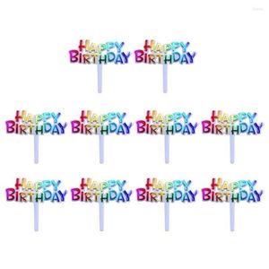 Otros suministros festivos para fiestas Suministros festivos 50 piezas Colourf Plastic Happy Birthday Cake Toppers Decorativos Cupcake Muffin Comida Fruta Dhpx7