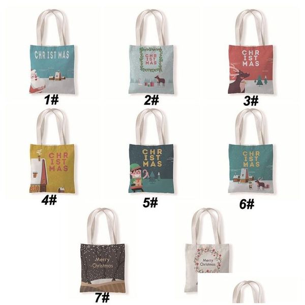 Autres fournitures de fête festive sac fourre-tout de Noël pliable belles lettres imprimé toile étudiant décontracté boutique cadeau collations enfants Reusab Dhtix