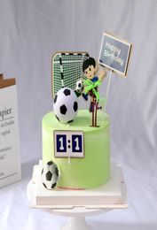 Otros suministros festivos para fiestas Decoración para pastel de fútbol Niño de fútbol Primer feliz cumpleaños Tema de tratamiento de fútbol Decoración de postres 9870354