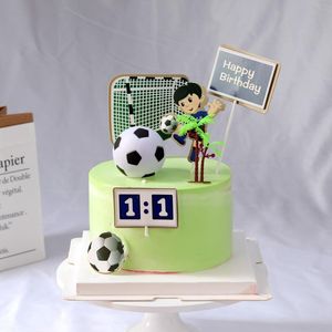 Otros suministros festivos para fiestas, decoración para tarta de fútbol, niño de fútbol, primer feliz cumpleaños, tratamiento de fútbol, tema, decoración de postres