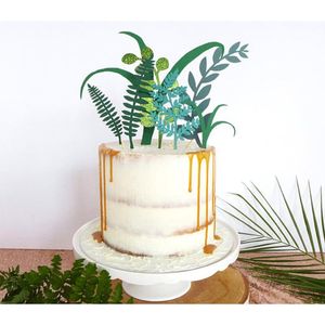 Autres fournitures de fête festives Décorations de gâteaux aux plantes vertes Drapeaux de cupcakes au laser Décor Fournitures d'anniversaireAutre