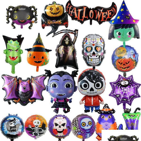 Otros suministros festivos para fiestas Globos de Halloween Murciélago Calabaza Bruja Fantasma Skl Globo 3D Entrega de gota Hogar Jardín Dhntj