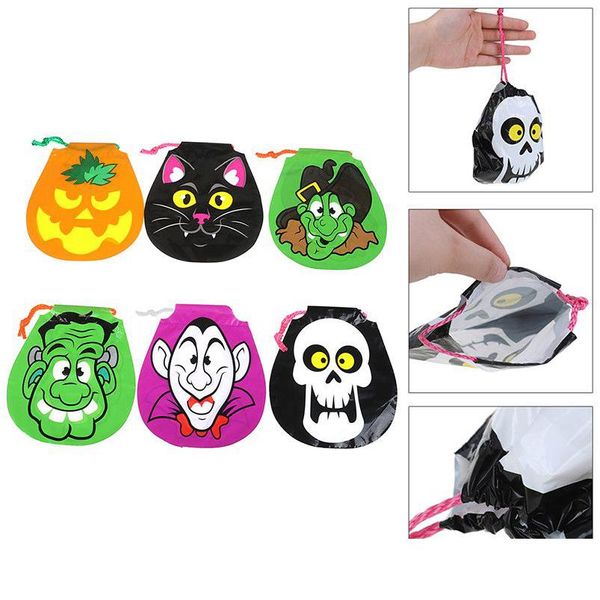 Autres fournitures de fête festive Halloween Candy Bag Diy Pumpkin Ghost Skl Skeleton Witch Cat Kids Trick Or Treat Pe Dstring Bags Chil Dh504