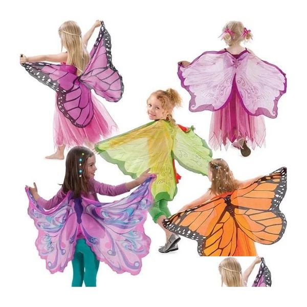 Autre fête des fêtes fournitures Halloween Cape Enfants Butterfly Fairy Angel Wings Childrens Day Christmas Stage Show Play