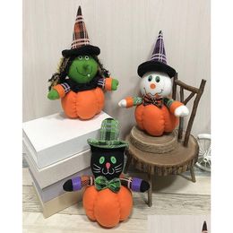 Autres fournitures de fête de fête Halloween Decoration Pumpkin Dolls P Toys Witch Black Cat Snowman Holiday Festival Decor Gift JK DHUGB