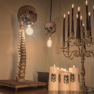 Autres fournitures de fête de fête Halloween décoration crâne squelette lampe salle d'horreur 3D statue table lumière ornement maison hantée fête effrayant accessoires décor à la maison 220901