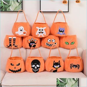 Autres fournitures de fête festives Décorations d'Halloween Simation Pumpkin Print Basket Skl Grie Bat 23 Ans Tote Bucket Candy Drop Deli Dhspv