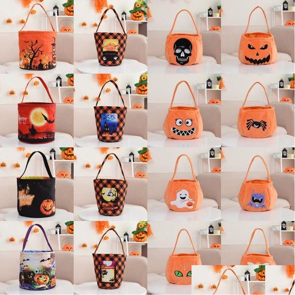 Otros suministros festivos para fiestas Favores de Halloween Light Up Trick Or Treat Bolsas de dulces Mtipurpose Reutilizable Goody Bucket para niños Drop De Dhxhe