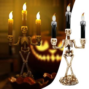 Andere feestelijke feestartikelen Halloween Ghost Hand Kaarslichten Rook gratis schedel Holding Lamp Elektronische gloeiende decoratie voor Home 220922