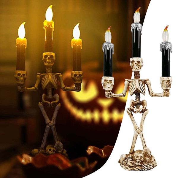 Autres fournitures de fête de fête Halloween fantôme main bougies sans fumée crâne tenant lampe électronique décoration rougeoyante pour la maison 220922