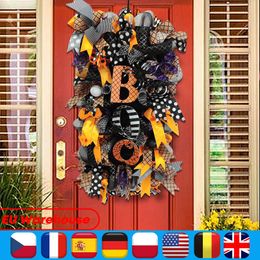 Andere feestelijke feestartikelen Halloween karangan bunga pintu labu huruf BOO dekorasi rumah hantu gantung perlengkapan pesta 230907