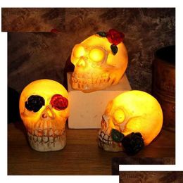 Autres fournitures de fête festive Halloween LED Skl lampe lumineuse fantôme tête horreur accessoires effrayants ornements lumineux décoration livraison directe Ho Dhdnj