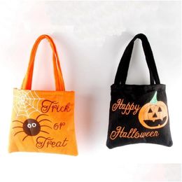 Andere feestelijke feestartikelen Halloween nonwoven handtas Candy Sack Bags Kid Gift Bag Spin Pompoen Organizer met opdruk Vt0563 Drop Dhwjq