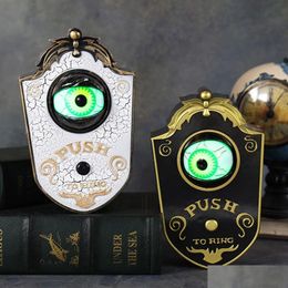 Autres fournitures de fête festive Halloween One Eyed Sonnette Décoration hantée Horreur Props Glowing Suspendu Pièce Porte Eyeball Bell Dro Dhv2H