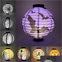 Andere feestelijke feestartikelen Halloween Paper Lantern Jack Hangende pompoen vleermuis Skelet Lichte vouwlantaarns Drop levering Huis GA DHMKA