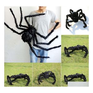 Otros suministros festivos para fiestas Halloween Prop Spider juguetes de peluche Decoración de la casa encantada Horrible Big Black Furry Fake 30 cm 50 cm 75 cm 1 Dhgdn