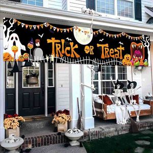 Andere feestelijke feestartikelen Halloween Trick Or Treat Banner Happy Halloween Decoratie voor thuis Pompoen Vleermuis Ghost Print Achtergrond Horror Party Suppiles R231011