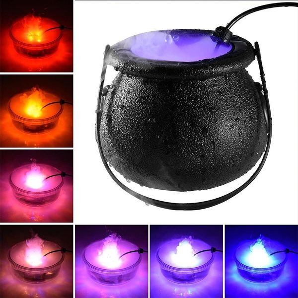 Autres fournitures de fête festive Halloween Witch Pot Mist Maker Fogger Chaudron Brouillard avec changement de couleur LED Lumière 2023 Cadeau Décor 230826
