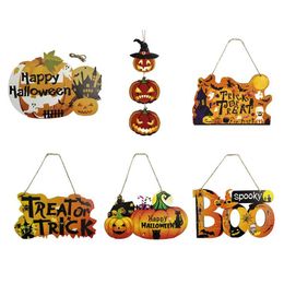 Autres fournitures de fête de fête joyeuses Ornements d'Halloween Boo Pumpkin Door Treat OU Trick Pendent pour DIY DÉCORATIONS 220922 HOMEFAVOR DHKA9