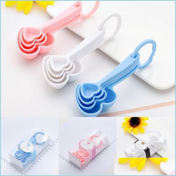 Otros suministros para fiestas festivas Cucharas medidoras en forma de corazón Favor de recuerdo Regalo Baby Shower Regalos Cocina Hornear Plástico Me Dhckn