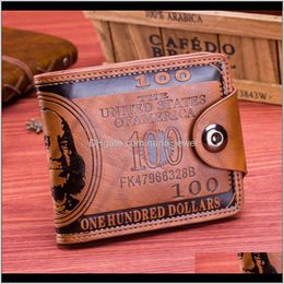 Andere feestelijke feestbenodigdheden Home Garden Drop levering 2021 Retro Wallets Dollar Figuur Patroon Credit Wallet Men Handeling PU Money Clip Long