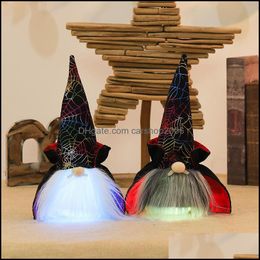 Andere feestelijke feestartikelen Home Garden Halloween Gnomes Plush Faceless Doll Witch met lichte handgemaakte tafel ornamenten vakantiedecoratie