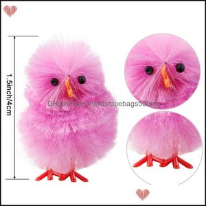 Andere feestelijke feestbenodigdheden Home Garden 36pcs Mini Easter Chick Simation Cute Colorf Chicks Baby voor Egers Egg Bonnet Decoratie 164 N2