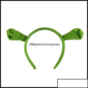 Otros artículos festivos para fiestas Home Garden Shrek Hairpin Ears Headband Head Circle Halloween Children Adt Show Hair Hoop Costume Item Masquera