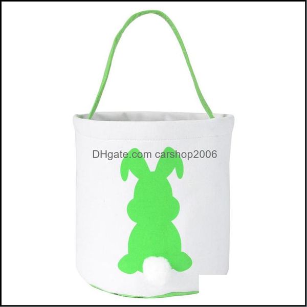 Autres fournitures de fête festives Accueil Jardin Blanc Panier de rangement d'oeufs de Pâques Toile Paillettes Lapin Oreille Seau Sac cadeau créatif avec lapin Tai